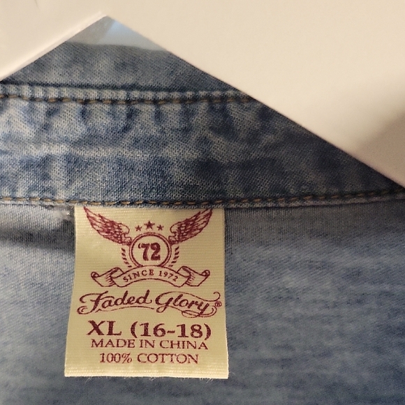 Faded Glory Blue Casual Button Down Shirt - Picture 3 of 7